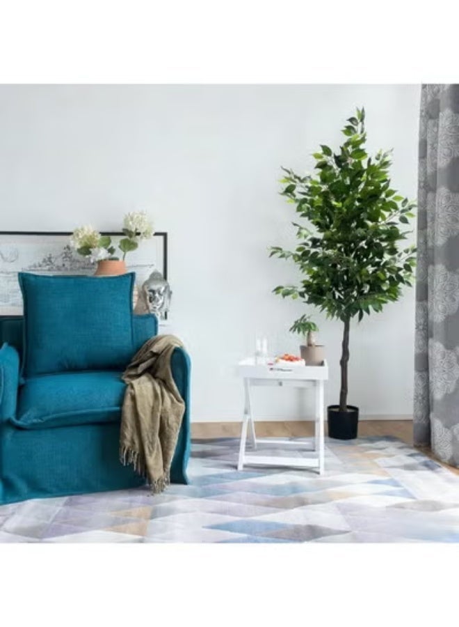 شجرة بانيان اصطناعية - نباتات من فصيلة الصنوبريات (بأوراق تشبه الحرير)، وطحالب اصطناعية، ووعاء أسود متين. هذه النباتات الواقعية مناسبة لتزيين المكاتب والمنازل، ويبلغ ارتفاعها 120 سم. - Image 2